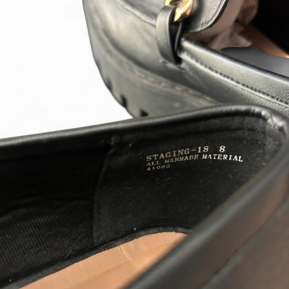 🖤 Y2K Vibe Black Platform Loafers w/ Gold Chain • Size 8 - Picture 7 of 9